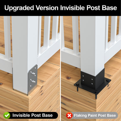 FMhotu 4"x 4" Post Base, Stainless Steel Adjustable Post Anchor Bracket (Internal 3.5 x 3.5), Adjustable Post Base for Pavilion Deck Porch Handrail Railing Support Decorative Anchor Plate