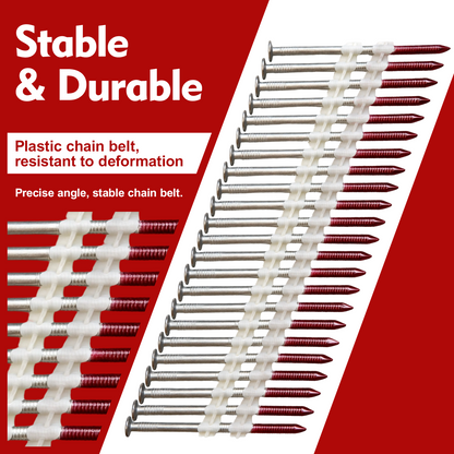 FMhotu 21 Degree Framing Nails 3-1/4" x .131" 1000PCS Ring Shank Plastic Collated Nails for 20-22 Degree Framing Nailer Gun, Hot Dipped Galvanized Full Round Head Framing Nails for Decking Sheathing
