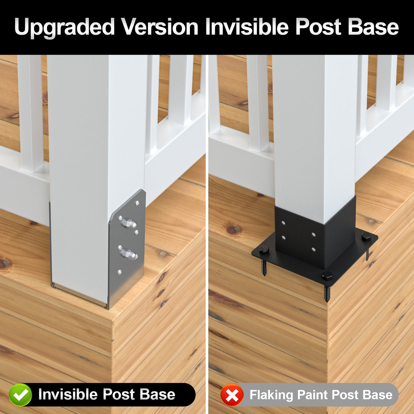 FMhotu 6"x 6" Post Base, Stainless Steel Adjustable Post Anchor Bracket(Internal 5.5 x 5.5), Adjustable Post Base for Pavilion Deck Porch Handrail Railing Support Decorative Anchor Plate