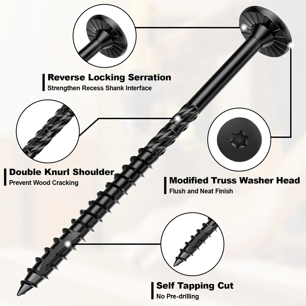 #14 x 10 Inch Heavy-Duty Wood Screws