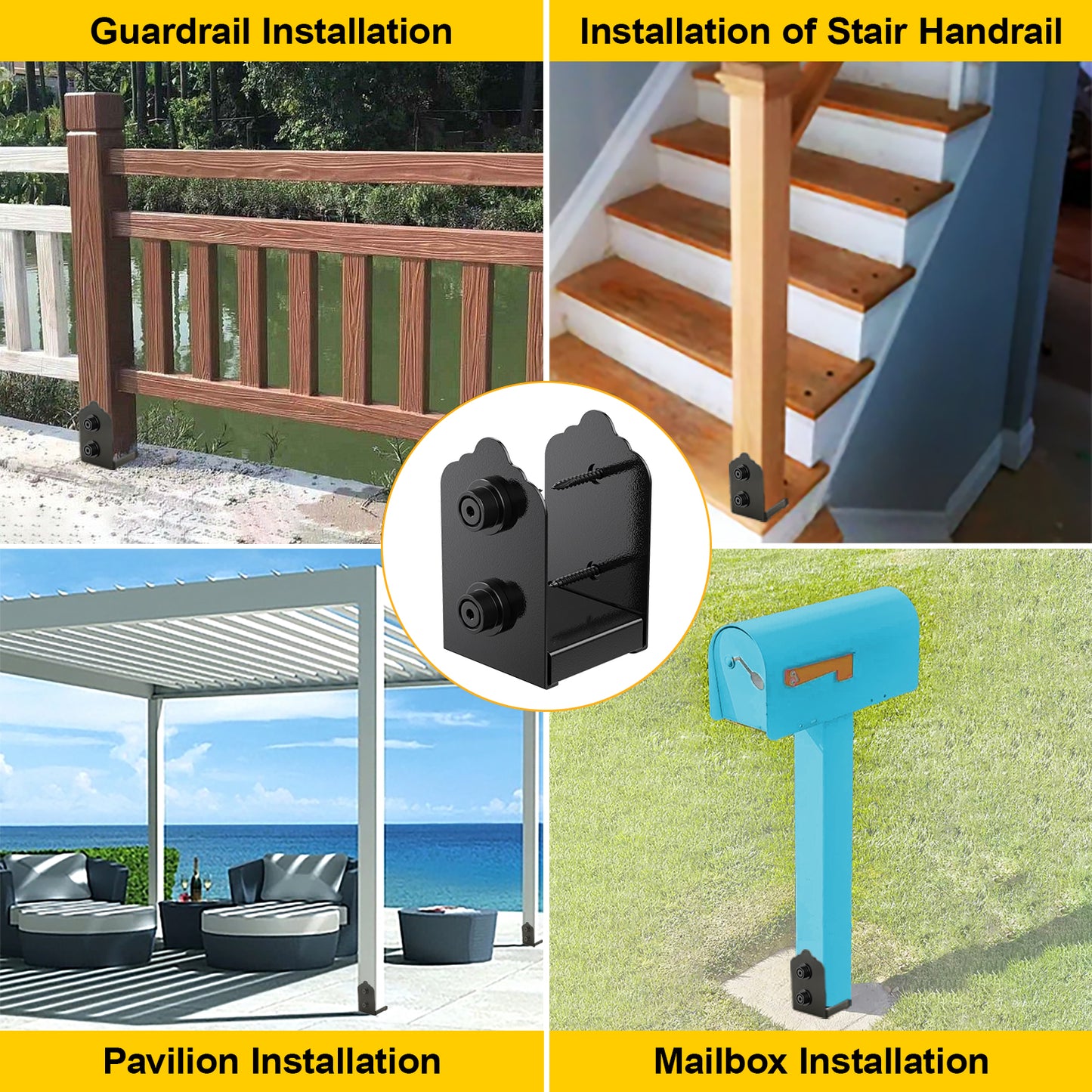 FMhotu 4x4 Post Base, Stainless Steel Adjustable Post Anchor Bracket (Internal 3.5 x 3.5), Adjustable Post Base for Pavilion Deck Porch Handrail Railing Support Decorative Anchor Plate