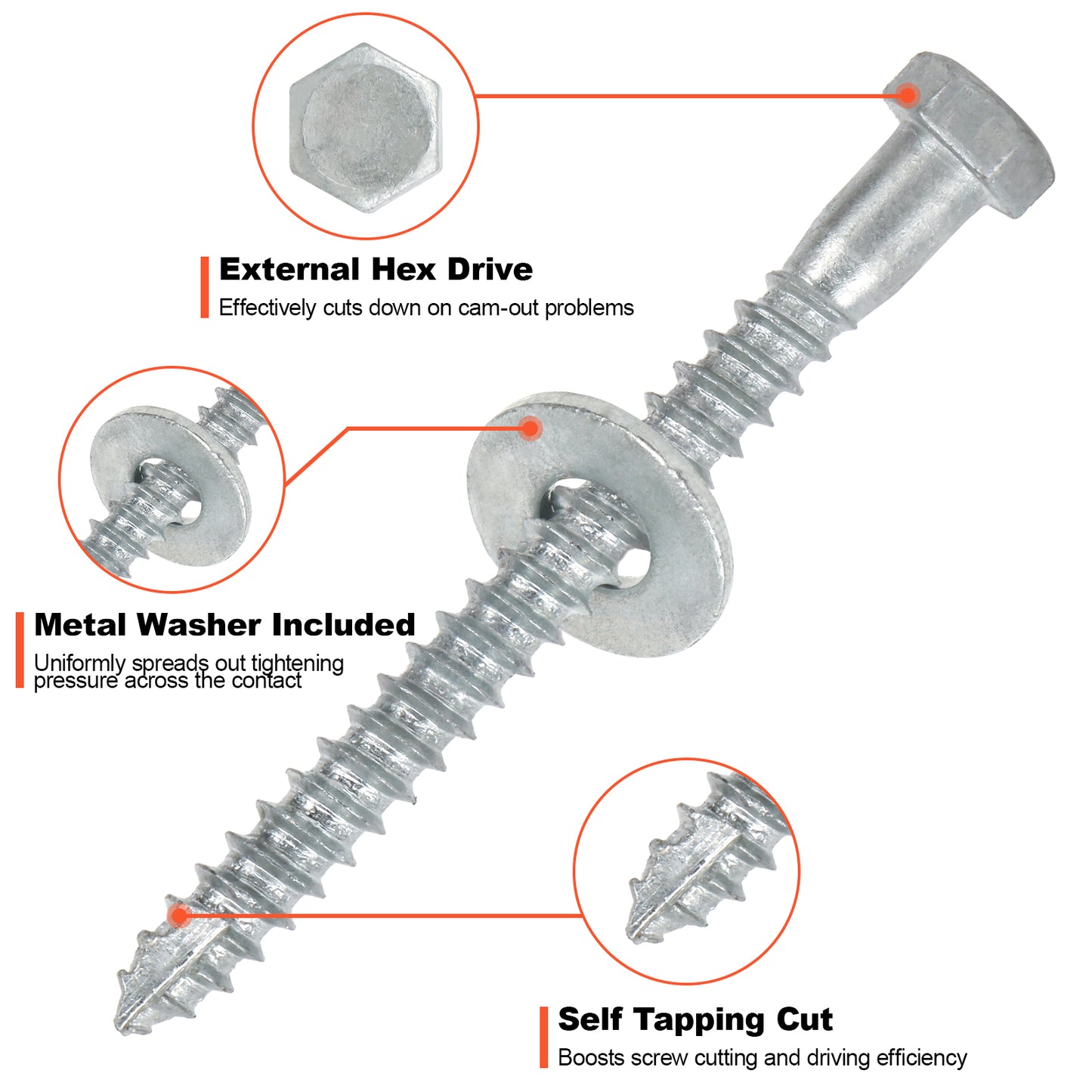 3/8" x 3" Lag Screws Bolts with Washers