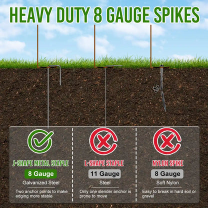 4-Inch Landscape Edging with Metal Spikes, Brown