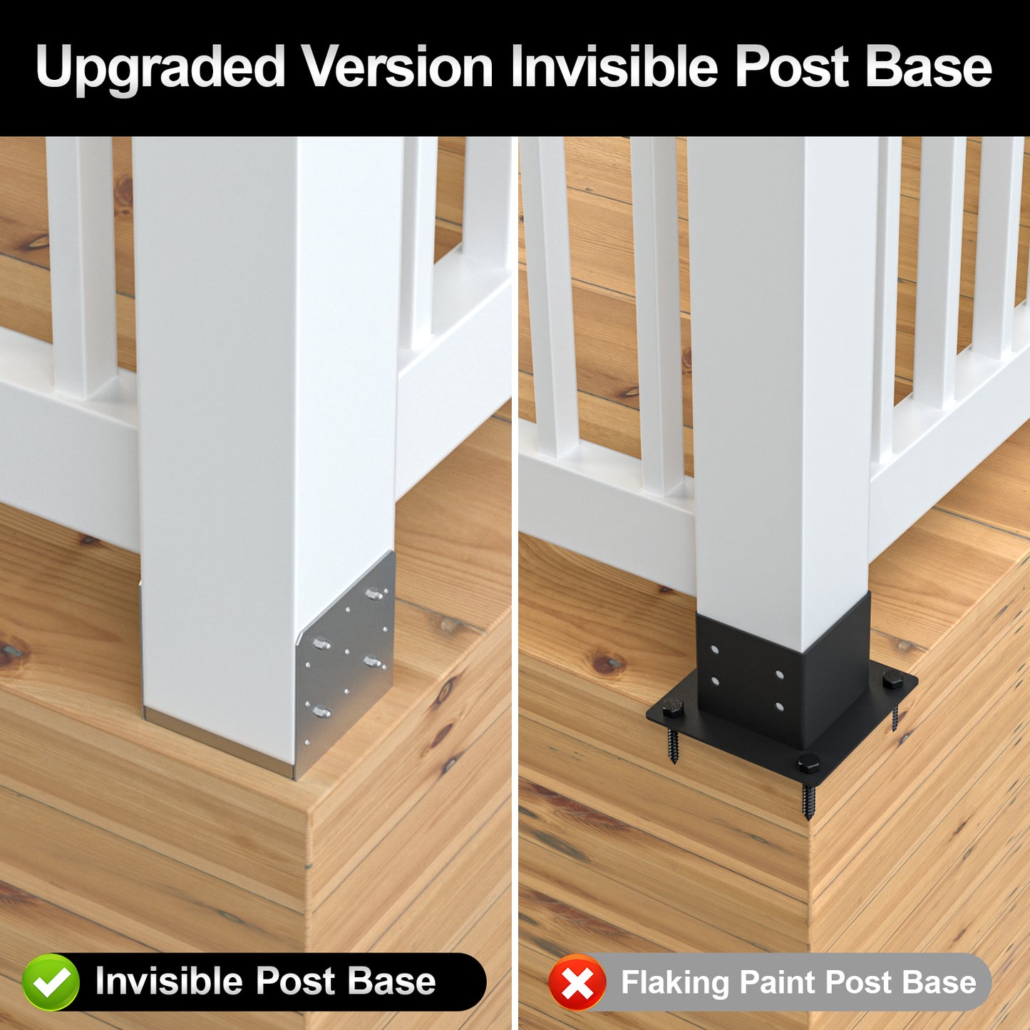 8"x 8" Post Base, Stainless Steel Adjustable Post Anchor Bracket(Internal 7.5" x 7.5"), Adjustable Post Base for Pavilion Deck Porch Handrail Railing Support Decorative Anchor Plate