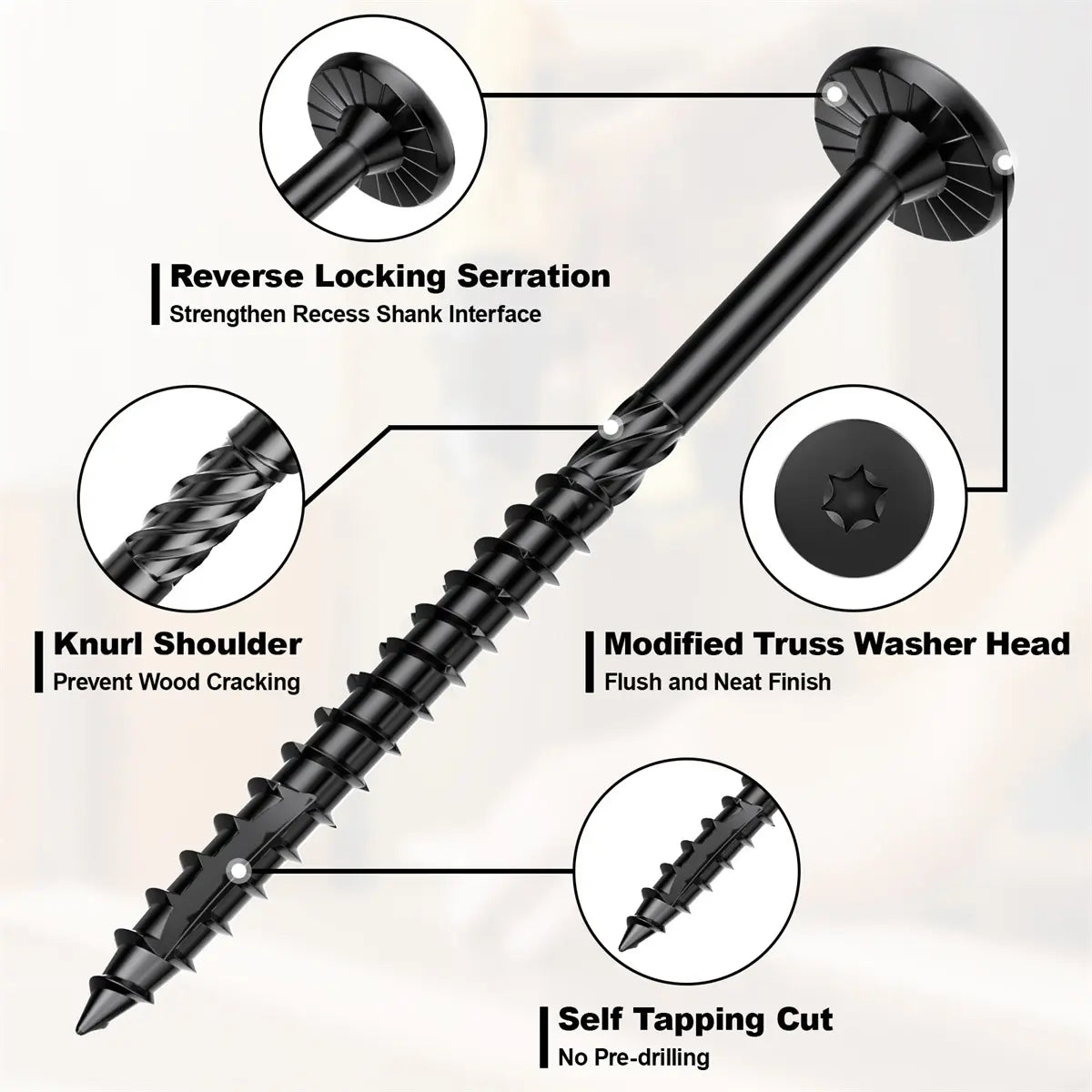 #14 x 2-7/8 Inch Heavy-Duty Wood Screws