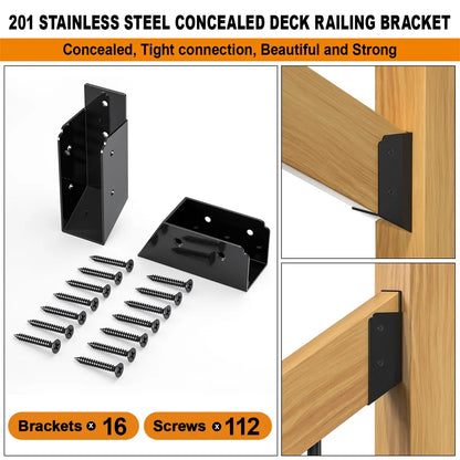 8 Pair, 30° Stair Angle Stainless Steel Deck Railing Brackets Connectors, 2"x4"