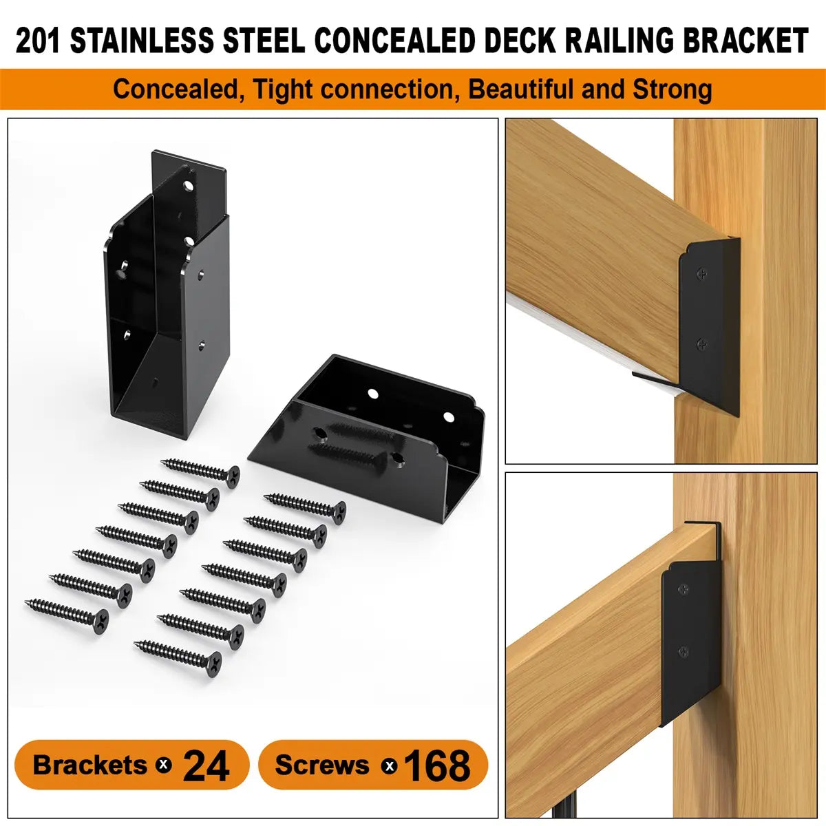 12 Pair, 30° Stair Angle Stainless Steel Deck Railing Brackets Connectors, 2"x4"