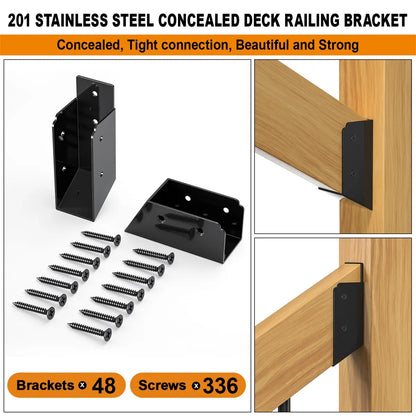 24 Pair, 30° Stair Angle Stainless Steel Deck Railing Brackets Connectors, 2"x4"