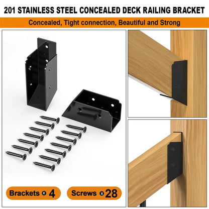 2 Pair, 30° Stair Angle Stainless Steel Deck Railing Brackets Connectors, 2"x4"