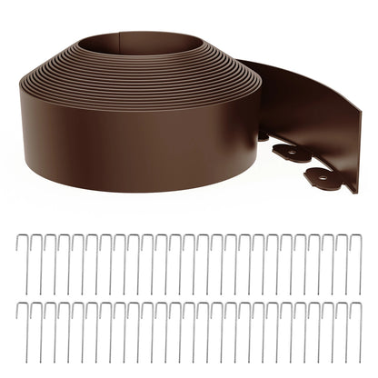 4-Inch Landscape Edging with Metal Spikes, Brown