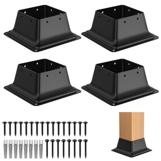4x4 Post Base 4Pcs, Internal 3.6"x3.6" Heavy Duty Post Bracket