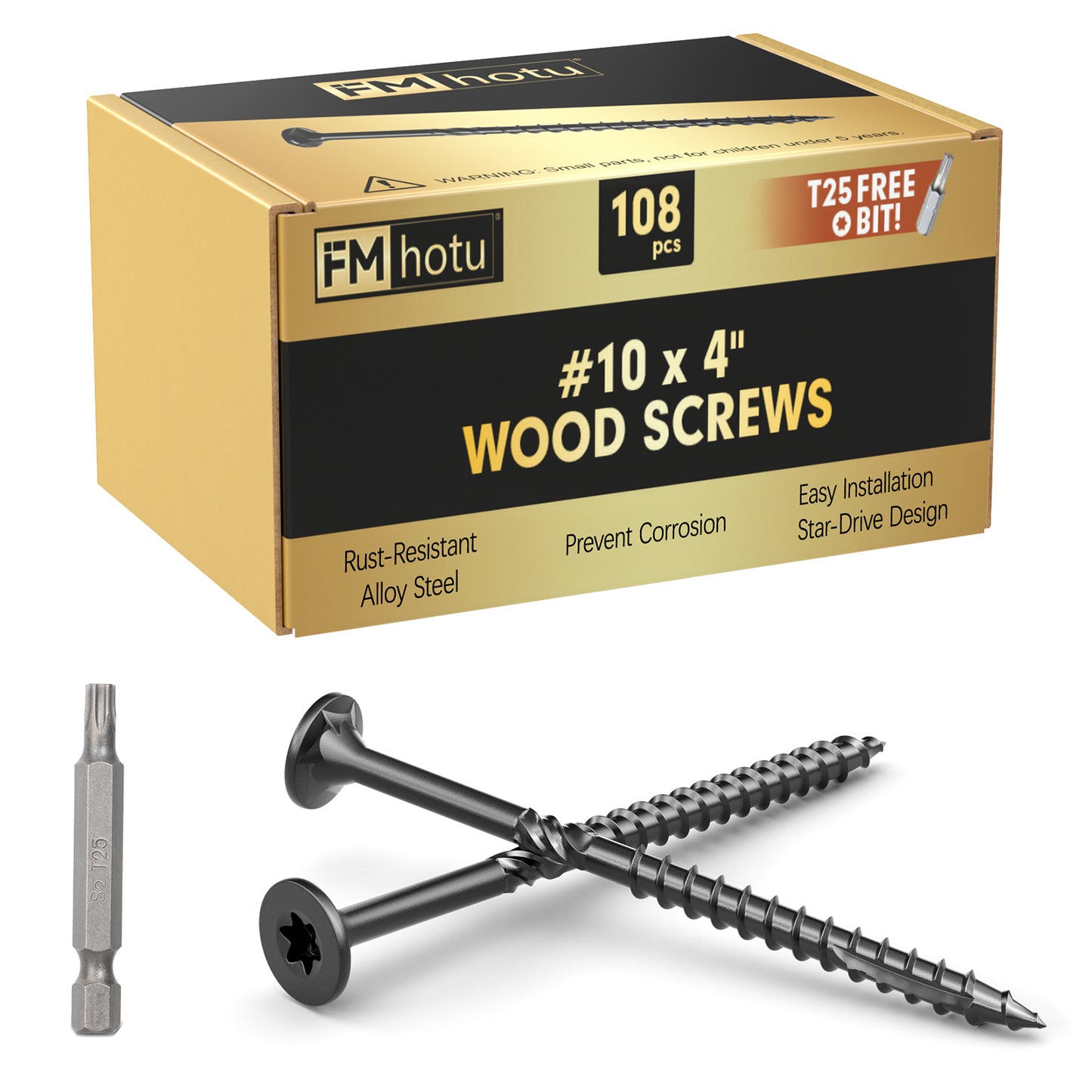 #10 x 4” Deck Screws, Star Drive Wood Screws