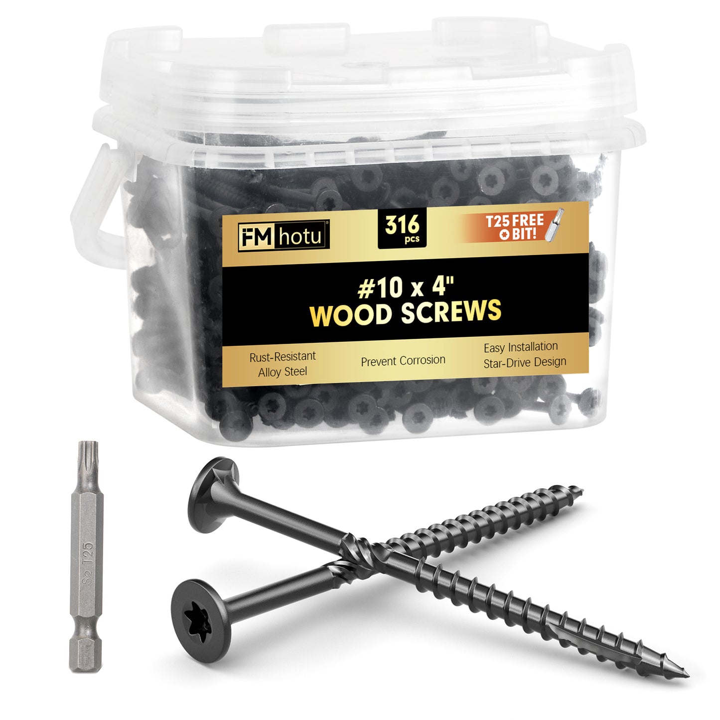 #10 x 4” Deck Screws, Star Drive Wood Screws