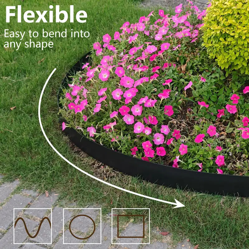 3-Inch Landscape Edging with Metal Spikes, Blck