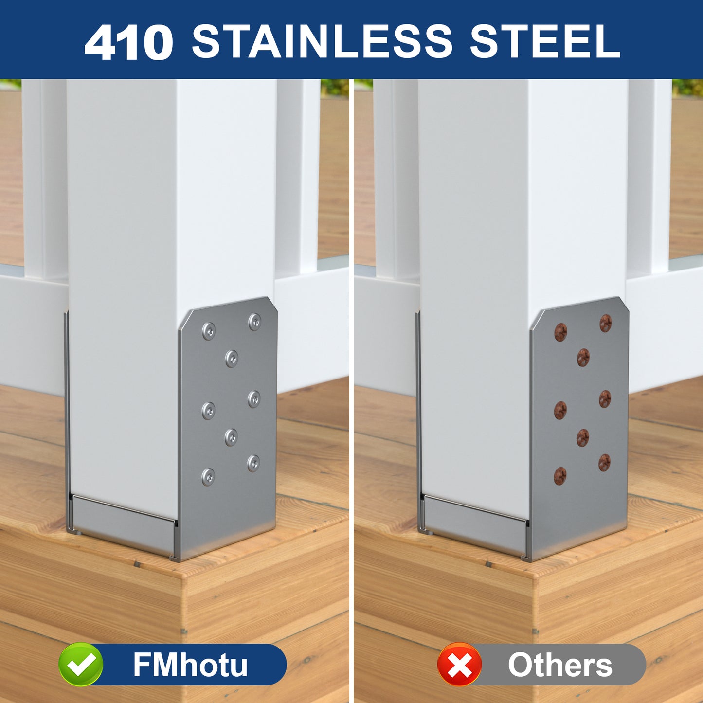 #10 x 3.5" Stainless Steel Deck Screws, Deck Screws T25 Star Bit, 410 Grade Stainless Steel, Rust Resistant Timber Screws for Log Landscaping Wood