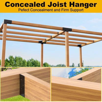FMhotu Concealed Joist Hanger, 2"x6" Outdoor Concealed-Flange Joist Bracket with Screws, Q235B Steel Powder Coated Concealed Mount Light Joist Hangers for 2"x6" Beam, Swing, Handrail, Fence