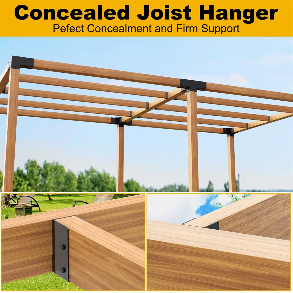 Concealed Joist Hanger, 2"x4" Outdoor Concealed-Flange Joist Bracket