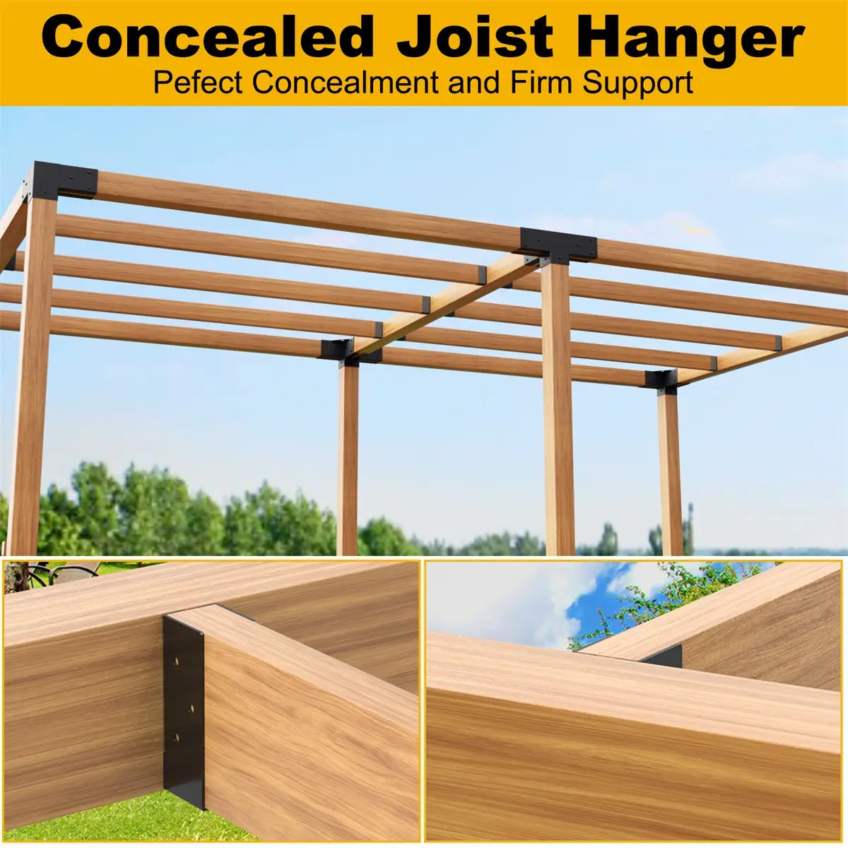Concealed Joist Hanger, 2"x6" Outdoor Concealed-Flange Joist Bracket
