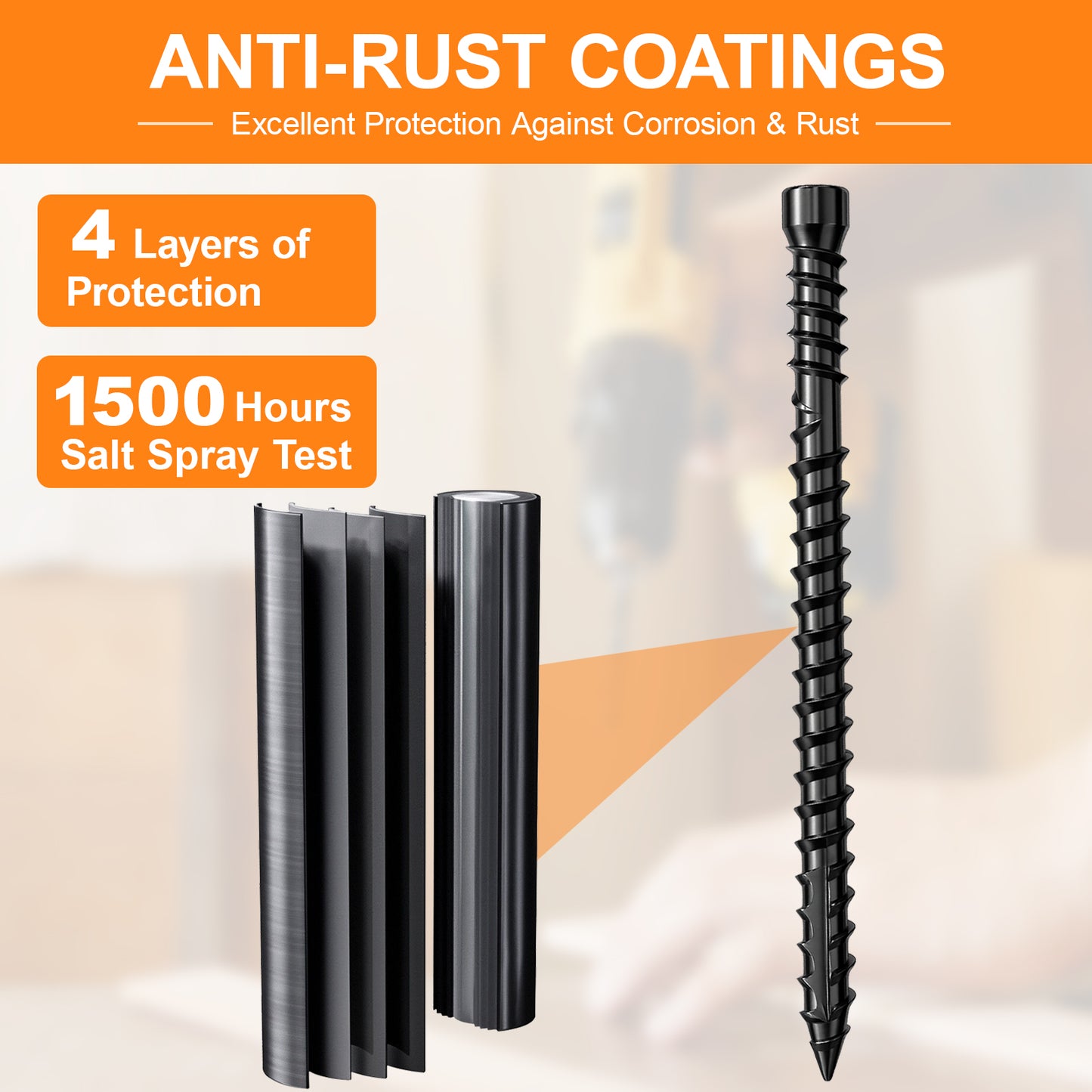 FMhotu #10 x 1-7/8" Hidden Deck Screws, Star Drive Countersunk Wood Screws, Rust Resistant Timber Screws, T15 Star Bit Included, Black