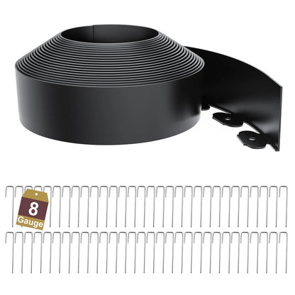 3-Inch Landscape Edging with Metal Spikes, Blck