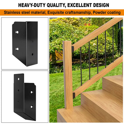 2 Pair, 30° Stair Angle Stainless Steel Deck Railing Brackets Connectors, 2"x4"