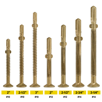 FMhotu #12 x 2-1/2" Trailer Deck Screws, Self-Tapping Sheet Wood Metal Screw, T25 Star Bits Reamer Tek Screws for Trailers, for Attaching Wood to Steel, Gold