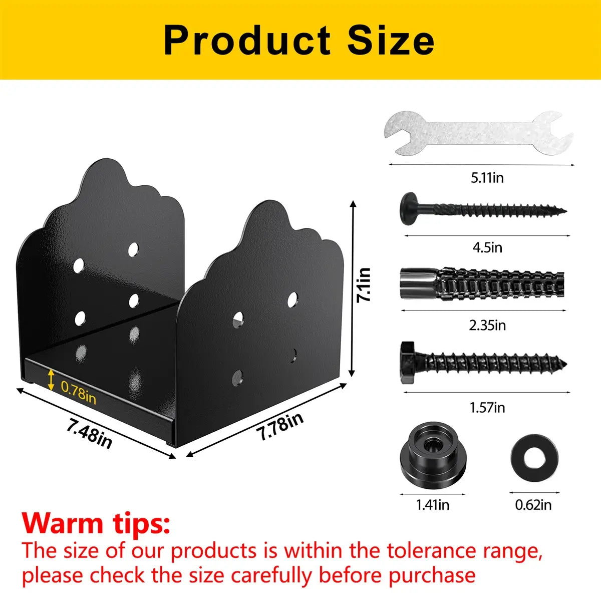 8x8 Post Base, Stainless Steel Adjustable Post Anchor Bracket