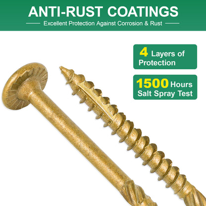 2-7/8 Inch Heavy-Duty Outdoor Deck Screws, Star Drive Decking Wood Screws, Rust Resistant Timber Screws for Timber/Log/Landscaping Wood (#14 x 2-7/8 Tan)