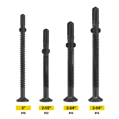 FMhotu #14 x 3-1/4" Trailer Deck Screws, Self-Tapping Sheet Wood Metal Screw, T25 Star Bits Reamer Tek Screws for Trailers, for Attaching Wood to Steel, Black