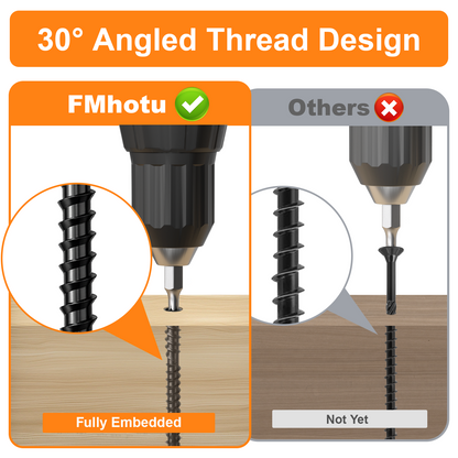 FMhotu #10 x 1-7/8" Hidden Deck Screws, Star Drive Countersunk Wood Screws, Rust Resistant Timber Screws, T15 Star Bit Included, Black
