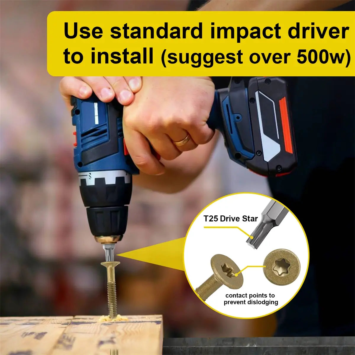 #10 x 1-5/8 Self-Tapping Trailer Deck Screws, T25 Star Bits Screws, Gold