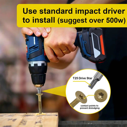 #10 x 2-1/2 Self-Tapping Trailer Deck Screws, T25 Star Bits Screws, Gold