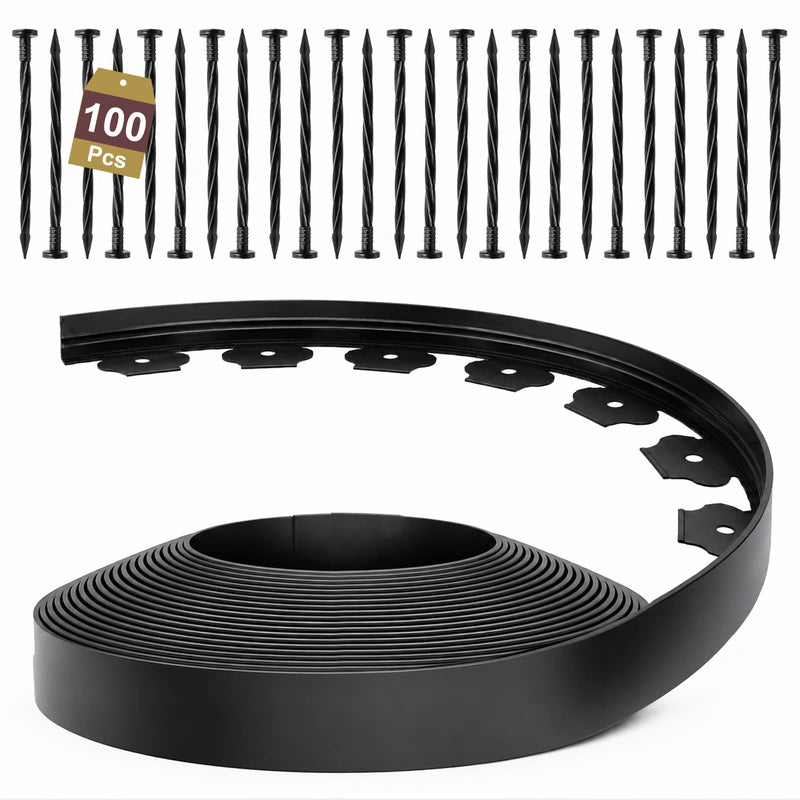 1.5 Inch Landscape Edging, Ribbed Garden Edging, Black