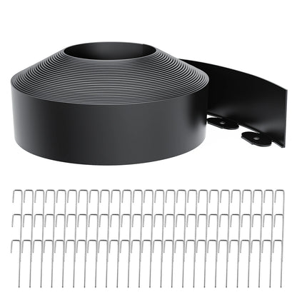 4-Inch Landscape Edging with Metal Spikes, Black