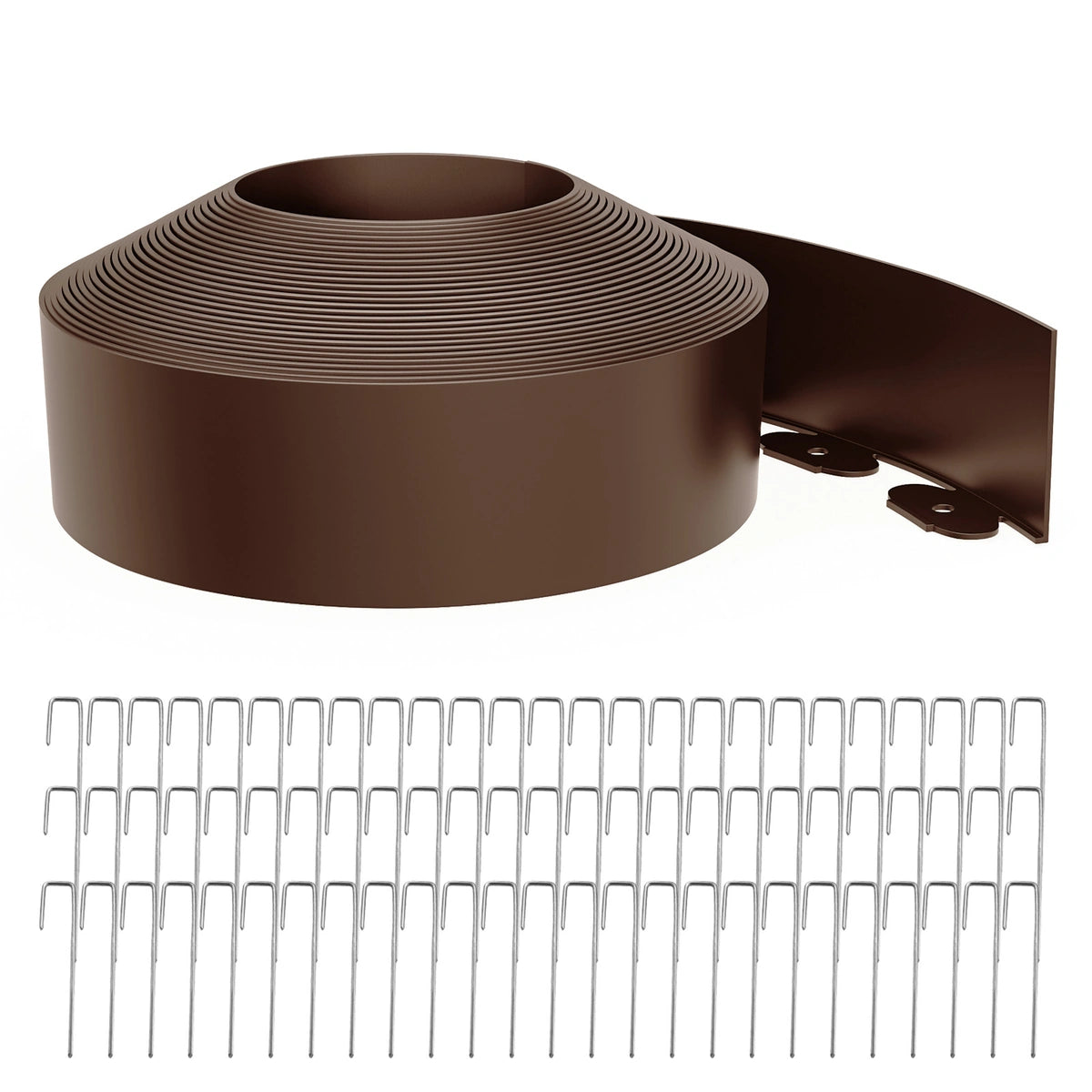 4-Inch Landscape Edging with Metal Spikes, Brown