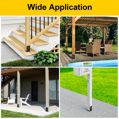 FMhotu 4x4 Stainless Steel Post Base,Internal 3.5 x 3.5 Anchor Bracket,Deck Concrete Support Anchor for Deck Railing, Fences, Mailboxes (4Pcs Black)