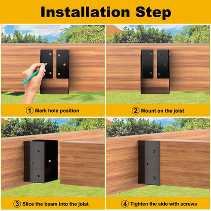 FMhotu Concealed Joist Hanger,4"x6" Outdoor Concealed-Flange Joist Bracket with Screws, Q235B Steel Powder Coated Concealed Mount Light Joist Hangers for 4"x6" Beam, Swing, Handrail, Fence