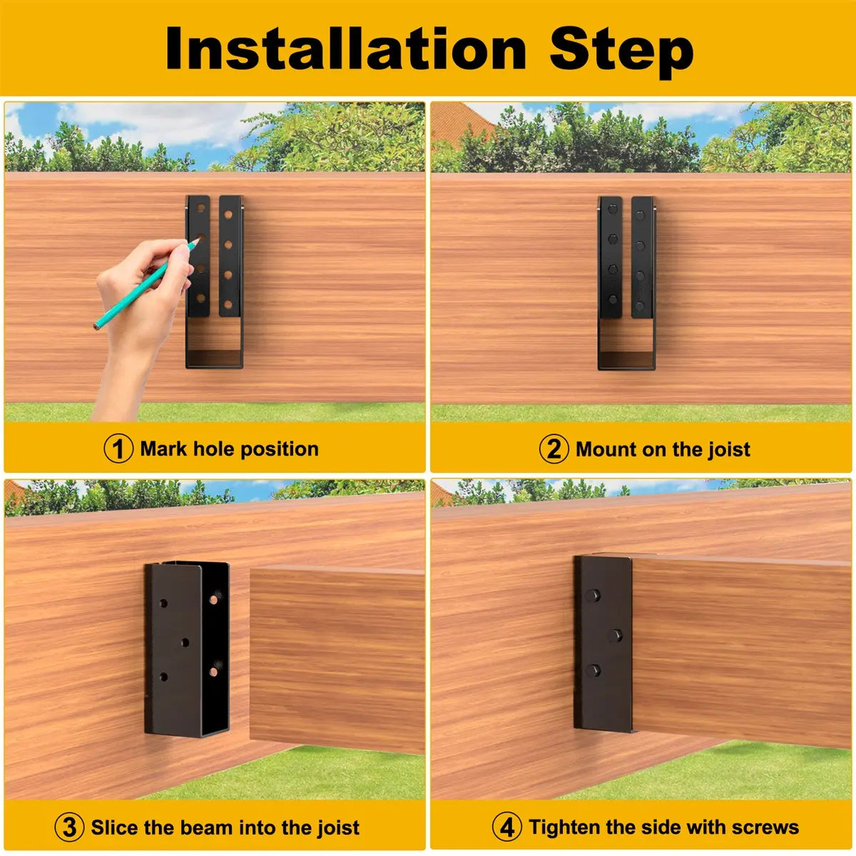 Concealed Joist Hanger, 2"x6" Outdoor Concealed-Flange Joist Bracket