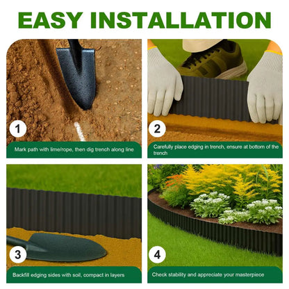 Corrugated Metal Edging, 6" Rust-proof Landscape Edging Border