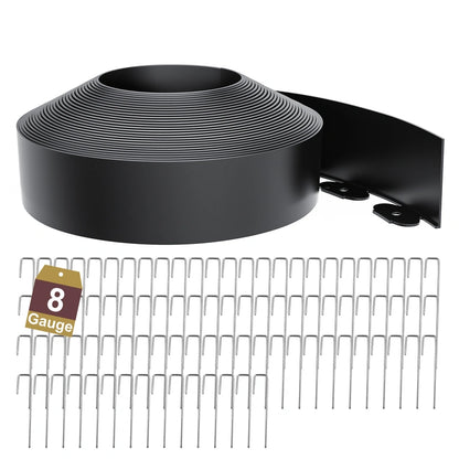 3-Inch Landscape Edging with Metal Spikes, Blck