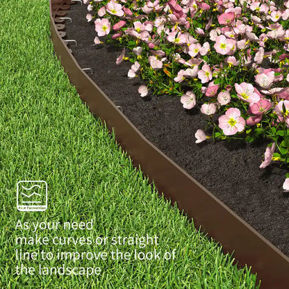 4-Inch Landscape Edging with Metal Spikes, Brown