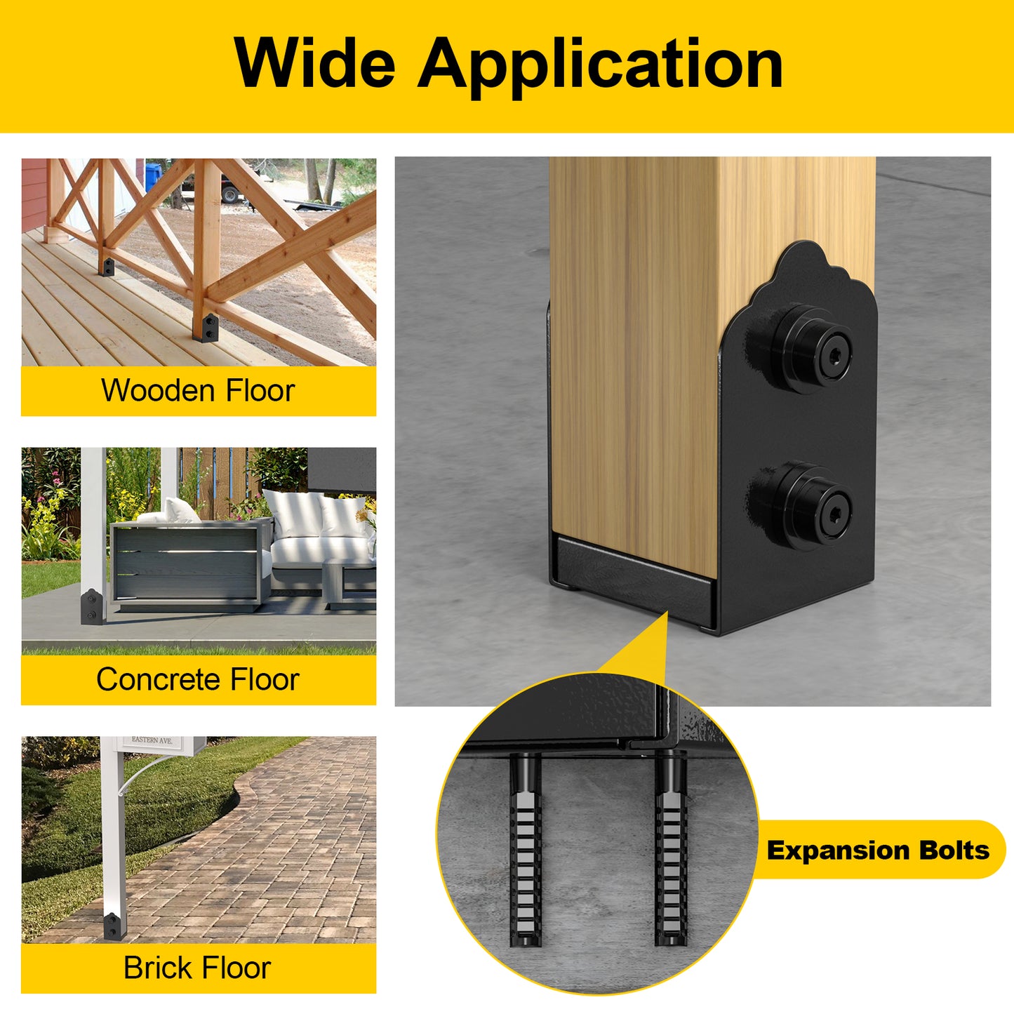 FMhotu 4x4 Post Base, Stainless Steel Adjustable Post Anchor Bracket (Internal 3.5 x 3.5), Adjustable Post Base for Pavilion Deck Porch Handrail Railing Support Decorative Anchor Plate