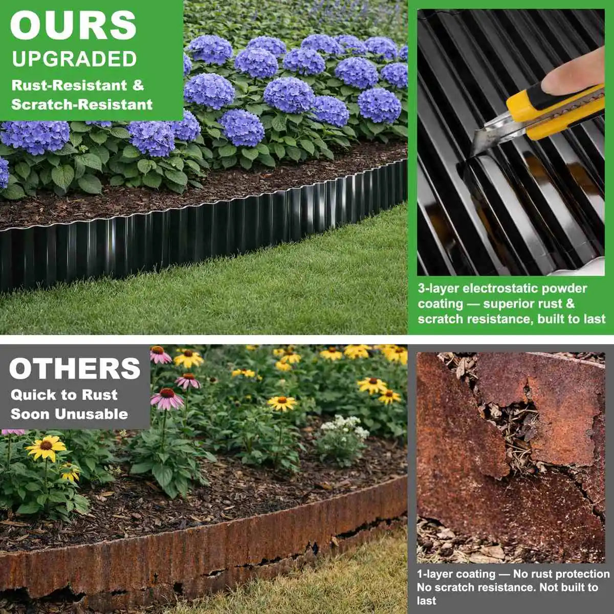 Corrugated Metal Edging, 8" Rust-proof Landscape Edging Border
