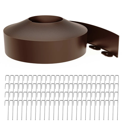 4-Inch Landscape Edging with Metal Spikes, Brown