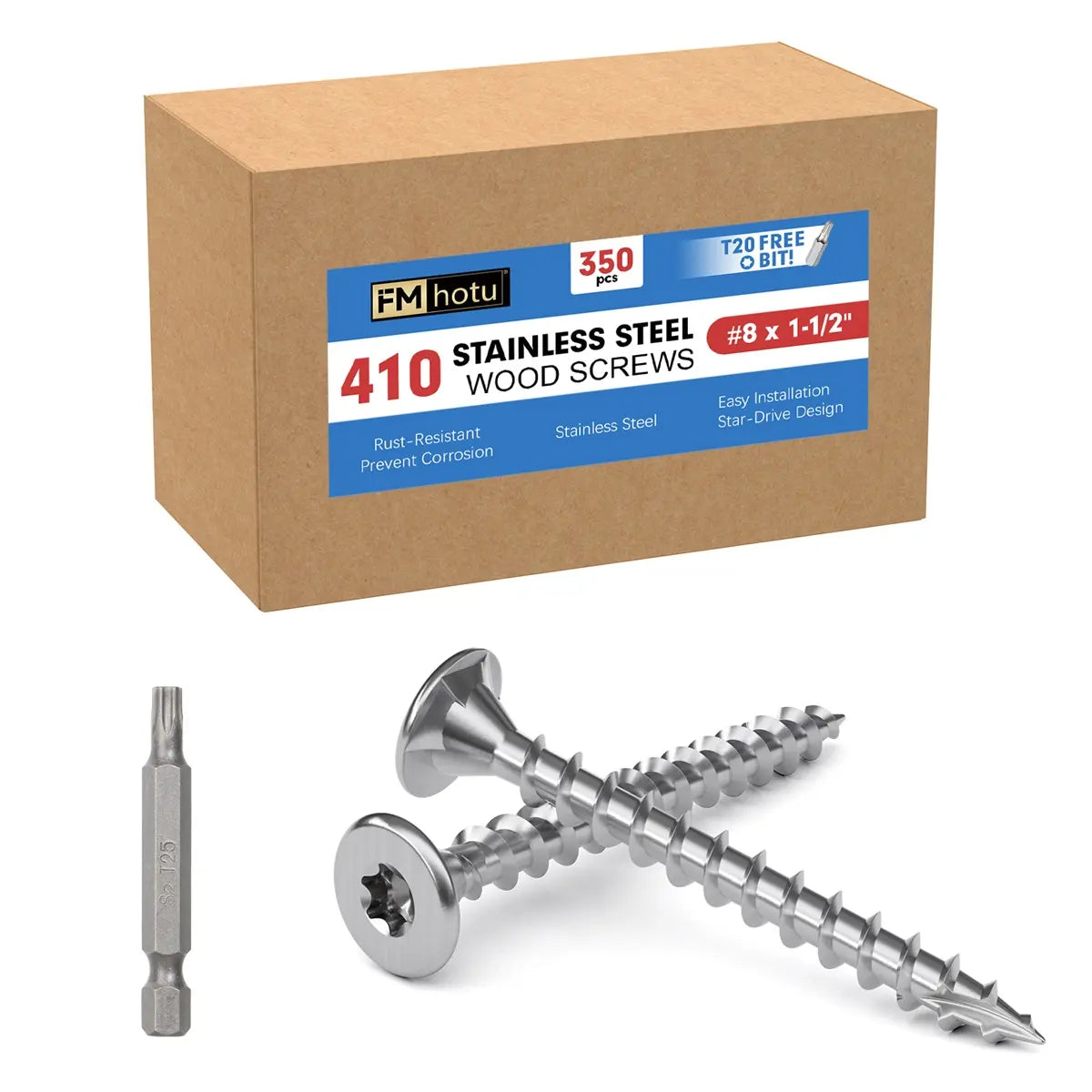 #8 x 1.5 Stainless Steel Deck Screws, 410 Grade Stainless Steel