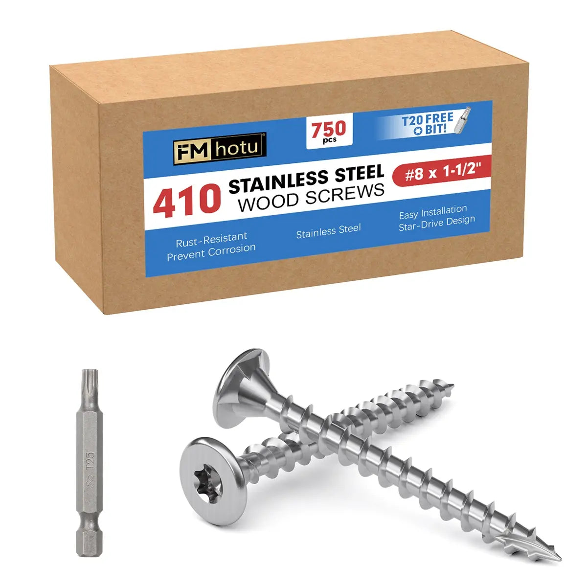 #8 x 1.5 Stainless Steel Deck Screws, 410 Grade Stainless Steel