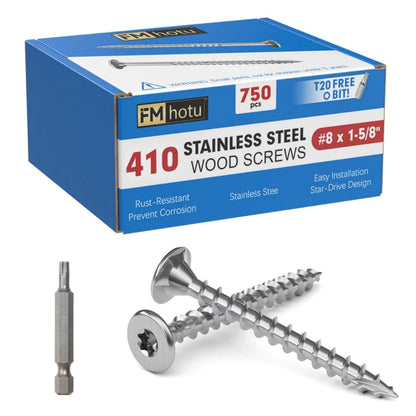 #8 x 1-5/8" Stainless Steel Deck Screws, 410 Grade Stainless Steel