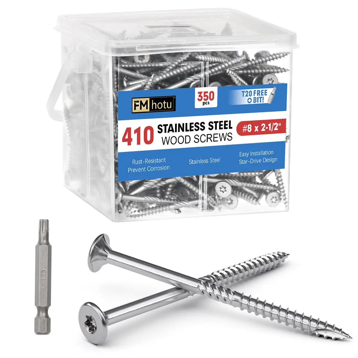 #8 x 2.5 Stainless Steel Deck Screws, 410 Grade Stainless Steel