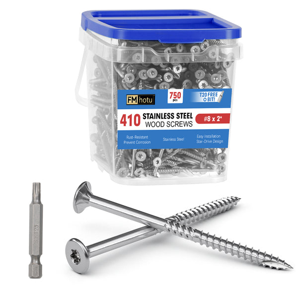 #8 x 2 Stainless Steel Deck Screws, 410 Grade Stainless Steel