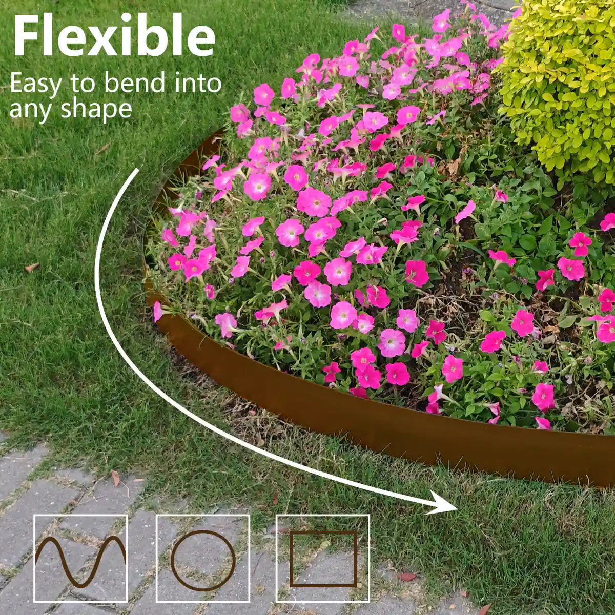 4-Inch Landscape Edging with Metal Spikes, Brown